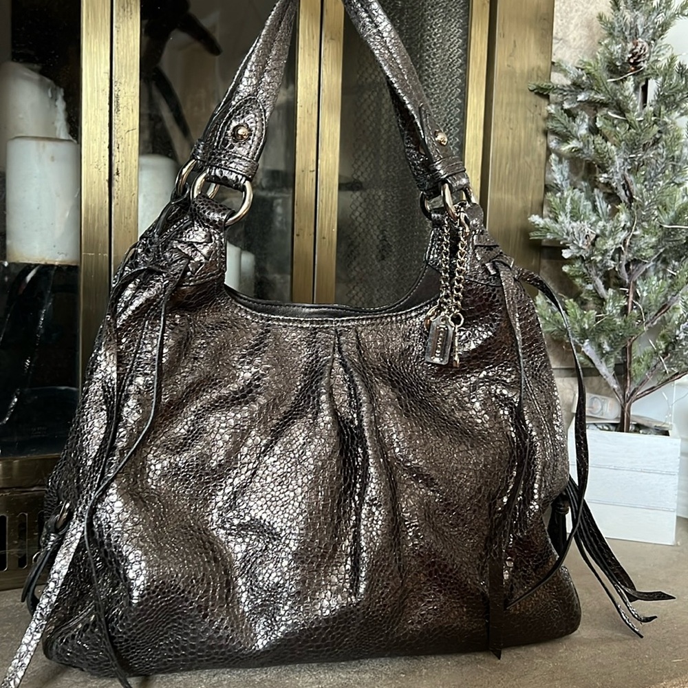 Coach Y2K metallic chrome faux snake skin shoulder bag great condition